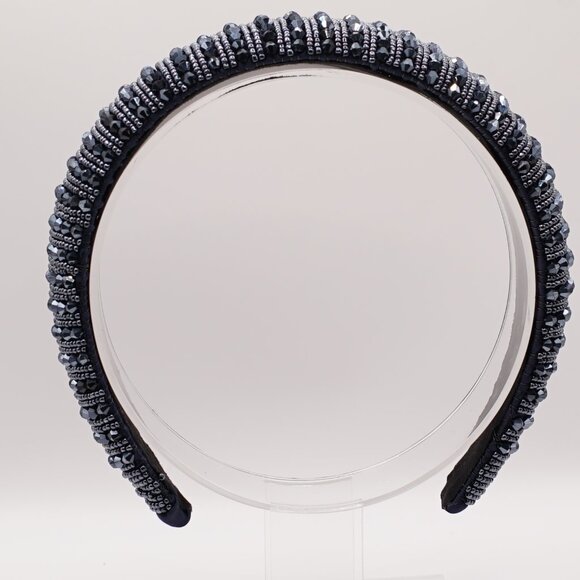 Jet Black Crystal Embellished Statement Headband - Picture 2 of 2